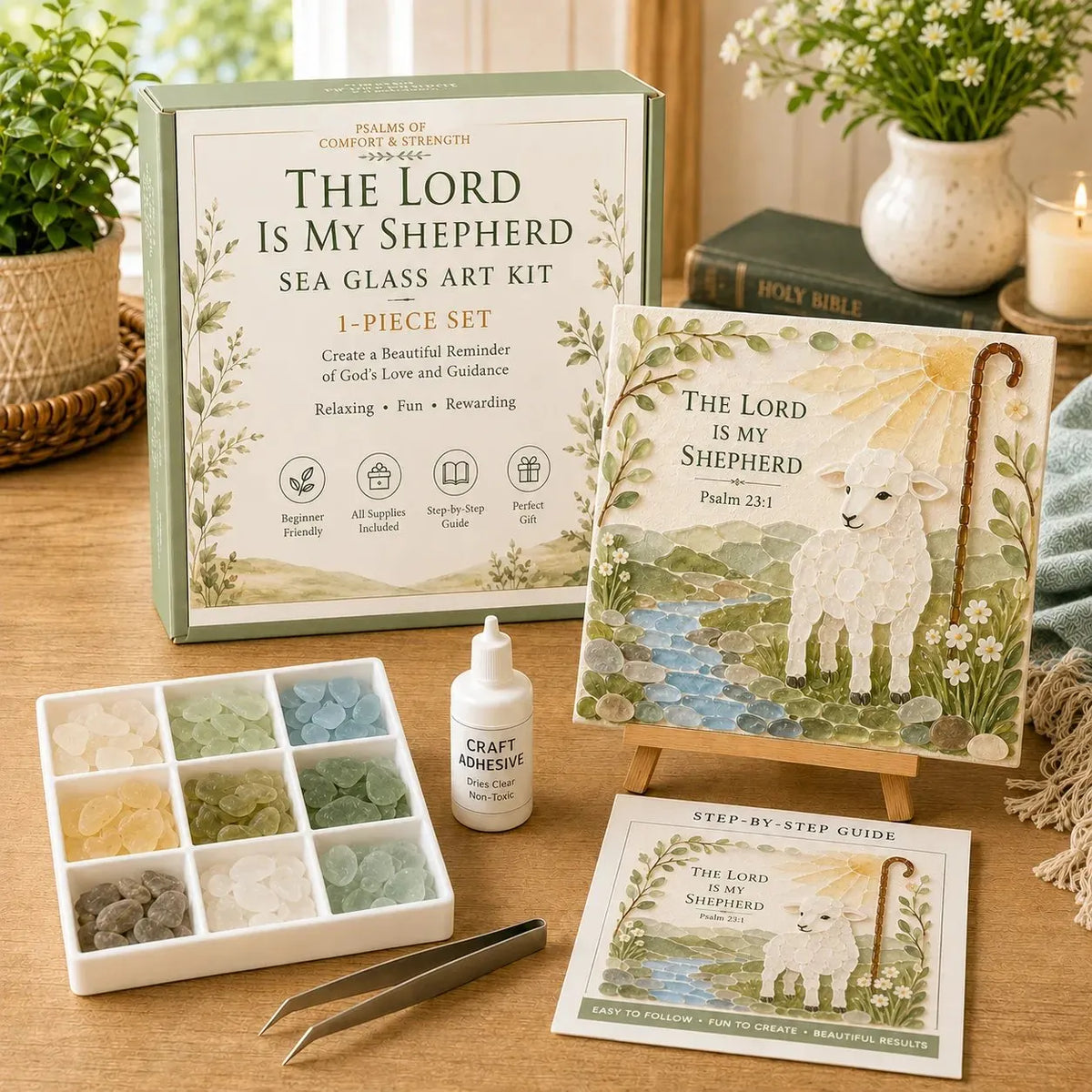 💥🏆 Psalms of Comfort & Strength Sea Glass Art Kit✝️