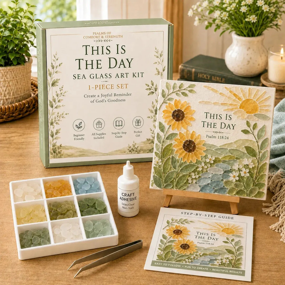 💥🏆 Psalms of Comfort & Strength Sea Glass Art Kit✝️