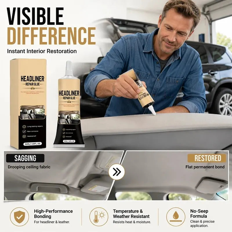 🔥HOT SALE🔥49K+ Sold 🚗 Waterproof Car Headliner Repair Glue, High Strength Adhesive for Sagging Car Ceiling & Interior