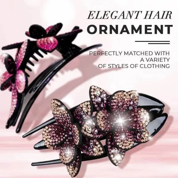 Rhinestone Double Flower Hairpin (buy 1 get one free)