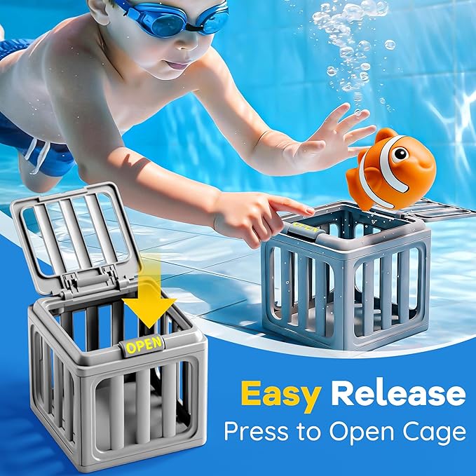 🏊‍♂️ Kids Pool Diving Toys – Swim & Dive Game with Fish Box & Floating Animals 🐟🐠, Toddler Bath Play Set, Outdoor Beach Lake Summer Party Gift 🎁🌞