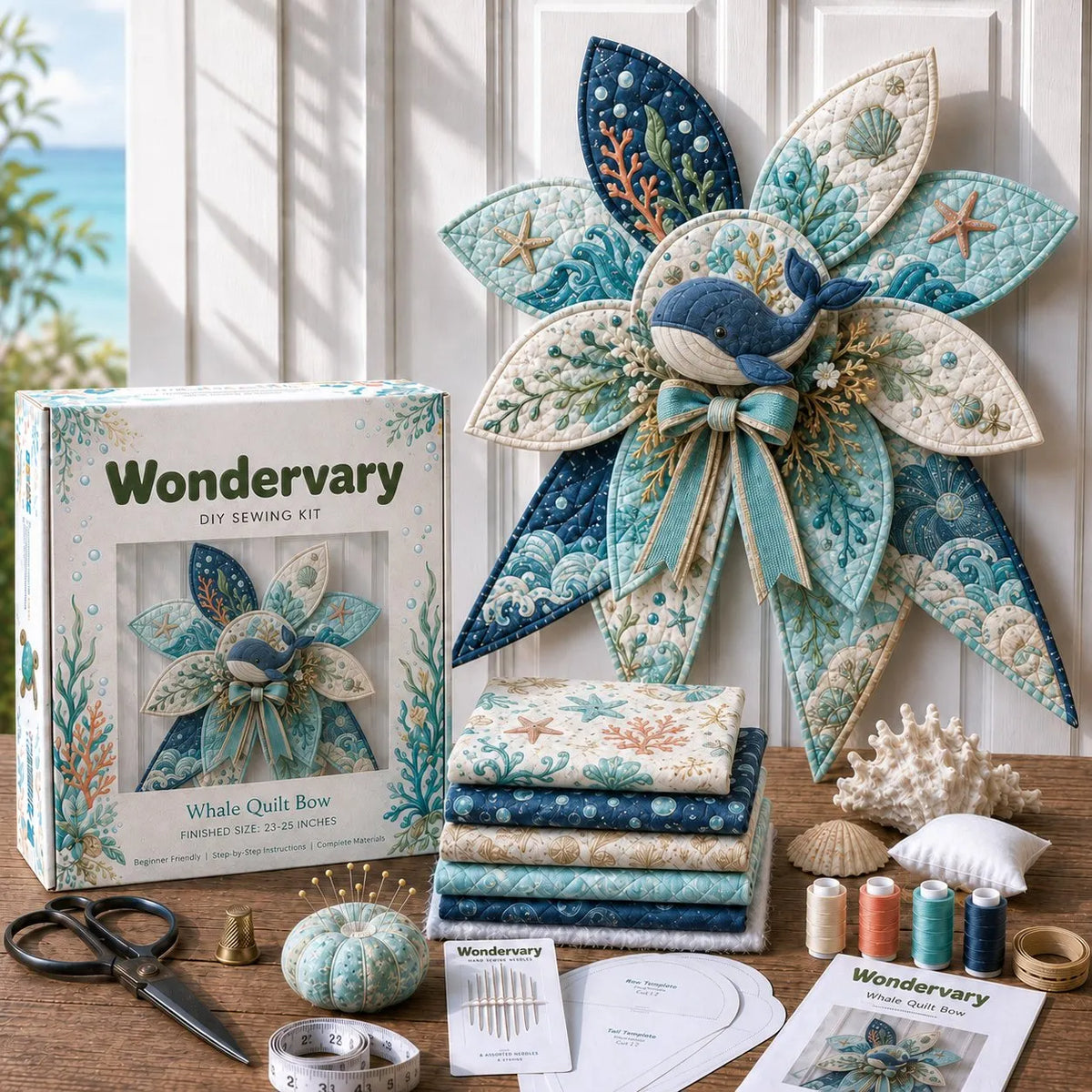 🔥Last Day 49% OFF - 🌊 Ocean Animal Large Patchwork Quilt Bow Sewing Kit(✨Buy 2 Free Shipping)