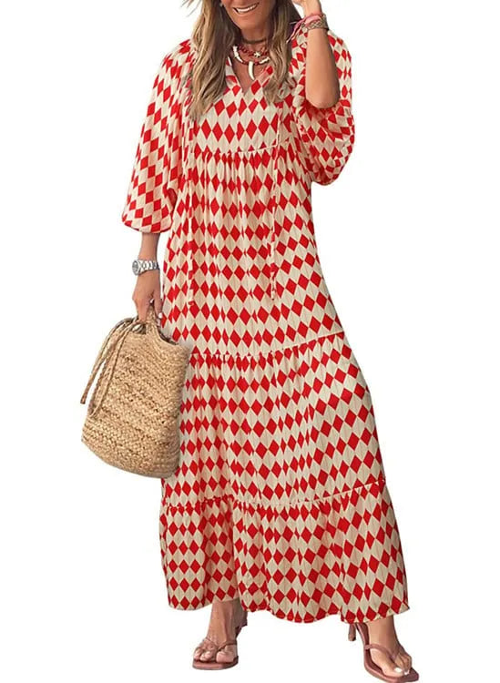 WOMEN'S PUFF SLEEVE FLORAL BOHO MAXI DRESS (BUY 2 FREE SHIPPING)