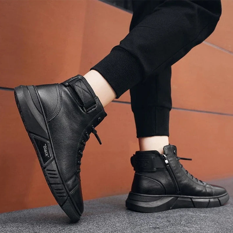 MARTINI' BLACK LEATHER BOOTS