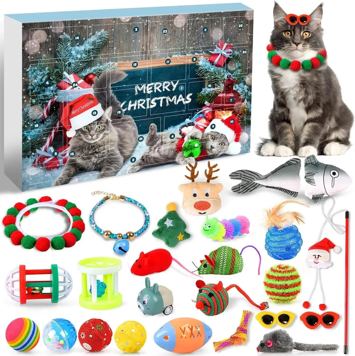 🔥Last 48 hours 57% OFF - 🐱Christmas Countdown Cat Toys Advent Calendar
