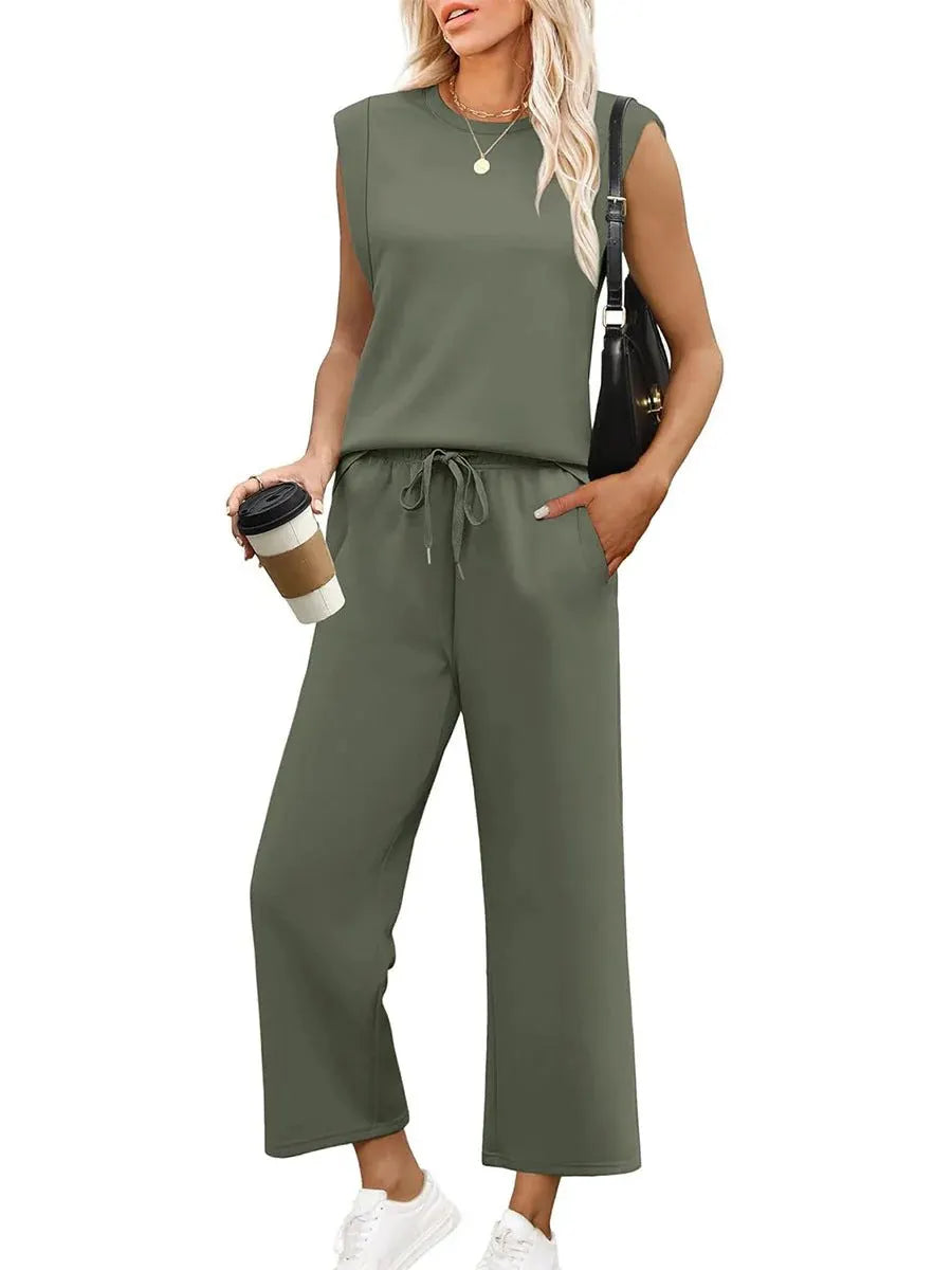 💕Hot Sale 49% OFF🔥New Women's  Sleeveless Top & Wide-Leg Pants 2-Piece Set