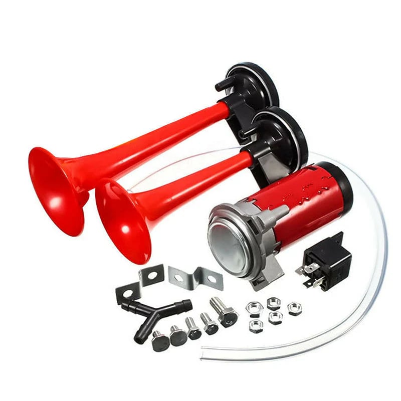 🎉📯49% OFF! 🚗 Universal Dual Trumpet Air Horn Kit – 135dB, 12V, Complete Installation Kit 🔊