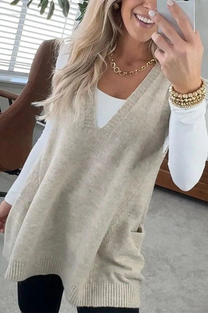 Women's Cozy Pocket Sweater Vest