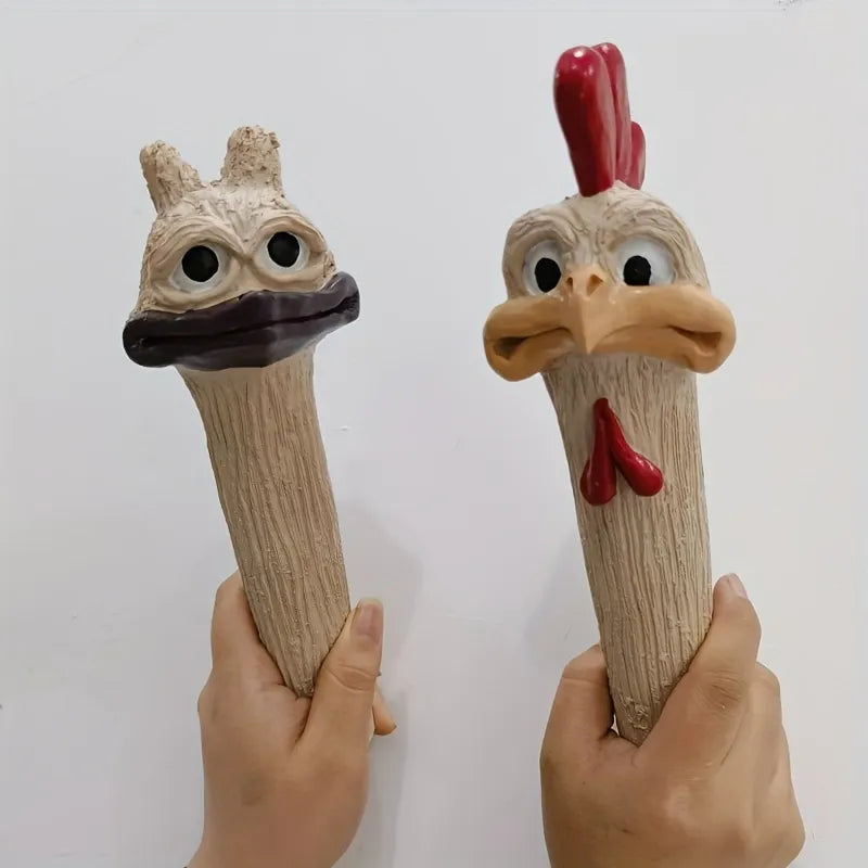 😂Funny Ostrich Head Chicken Statue - Add Fun and Whimsy to Your Garden with This Resin Rooster Sculpture!