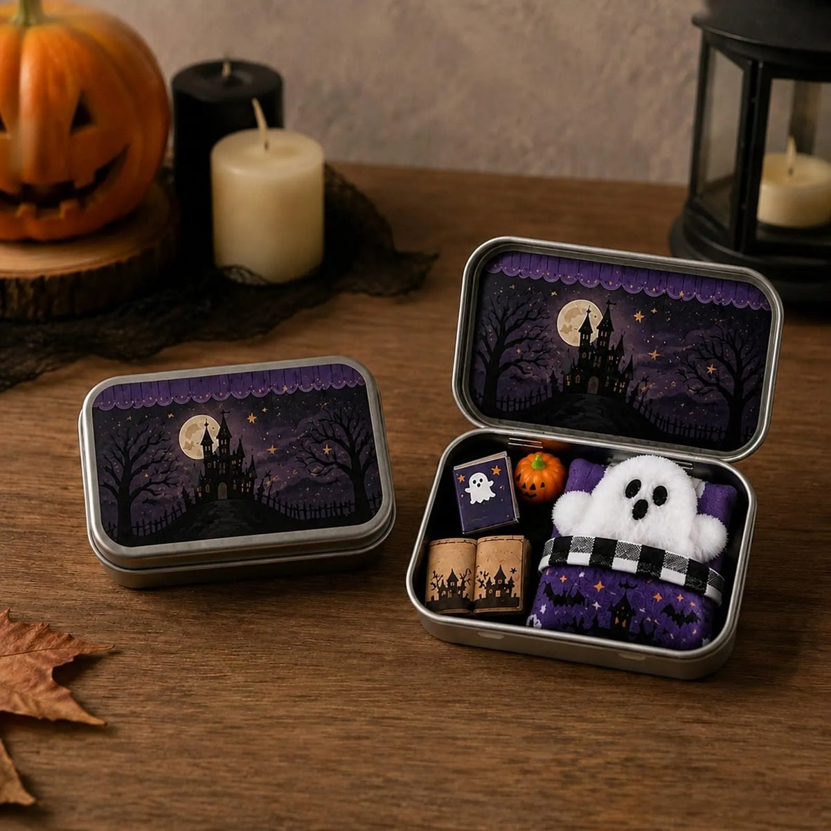 🔥HOT SALE🔥Halloween Mini Ghost Tin Box Set - Cute Spooky Halloween Travel Figurine