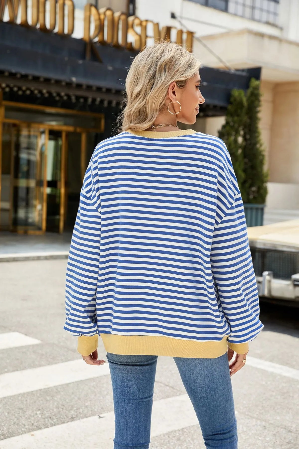 Women Striped Oversized Pullover Top Long Sleeve Shirt (Buy 2 Free Shipping)