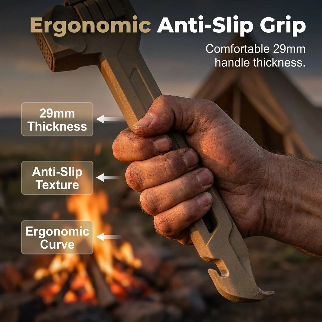 🎉🔨2-in-1 Tent Stake Hammer with 8 Stakes