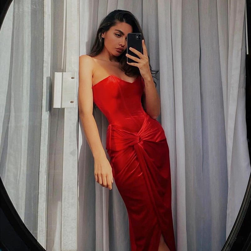 Red Velvet Twist Dress