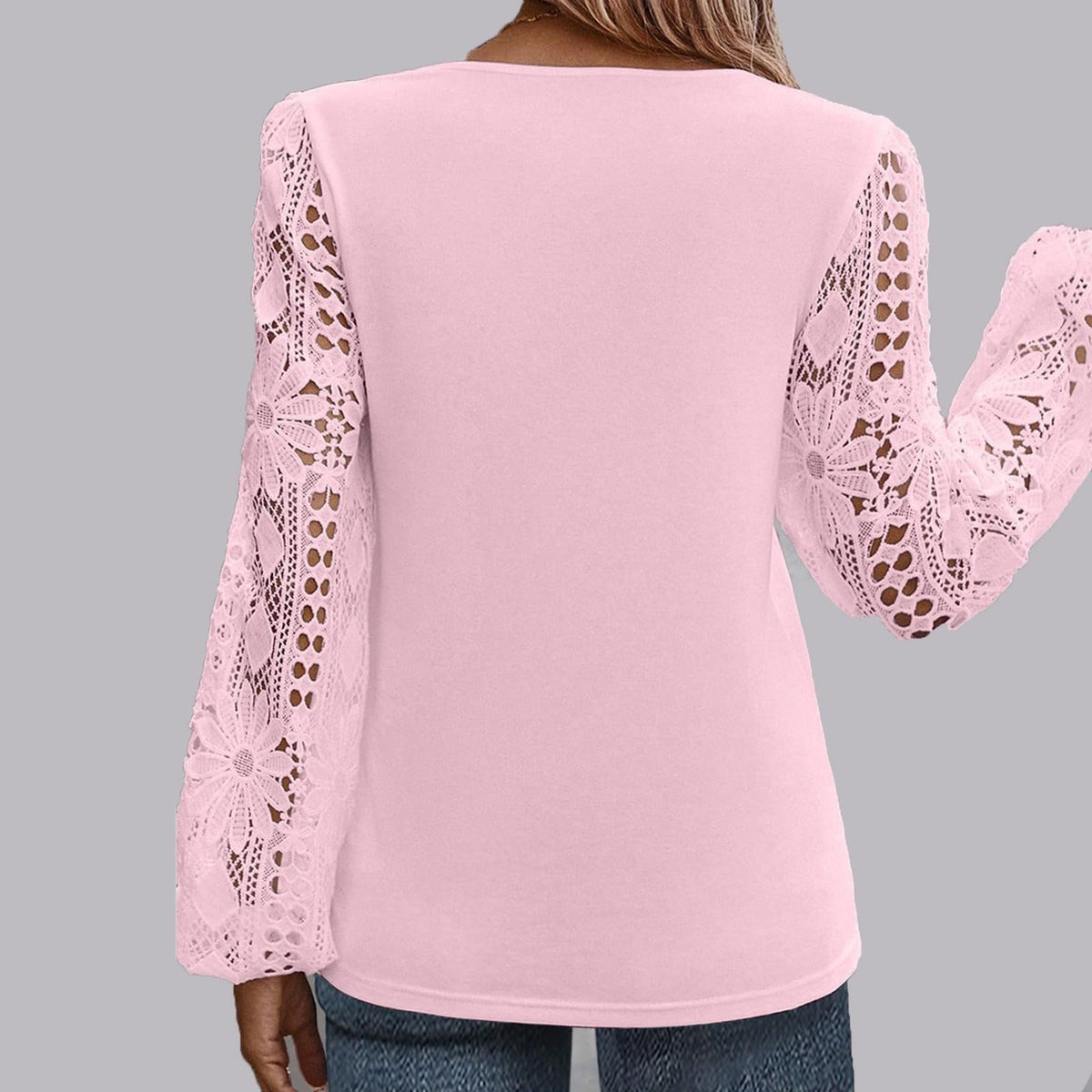 Lace Sleeve Patchwork Top (Buy 2 Free Shipping)