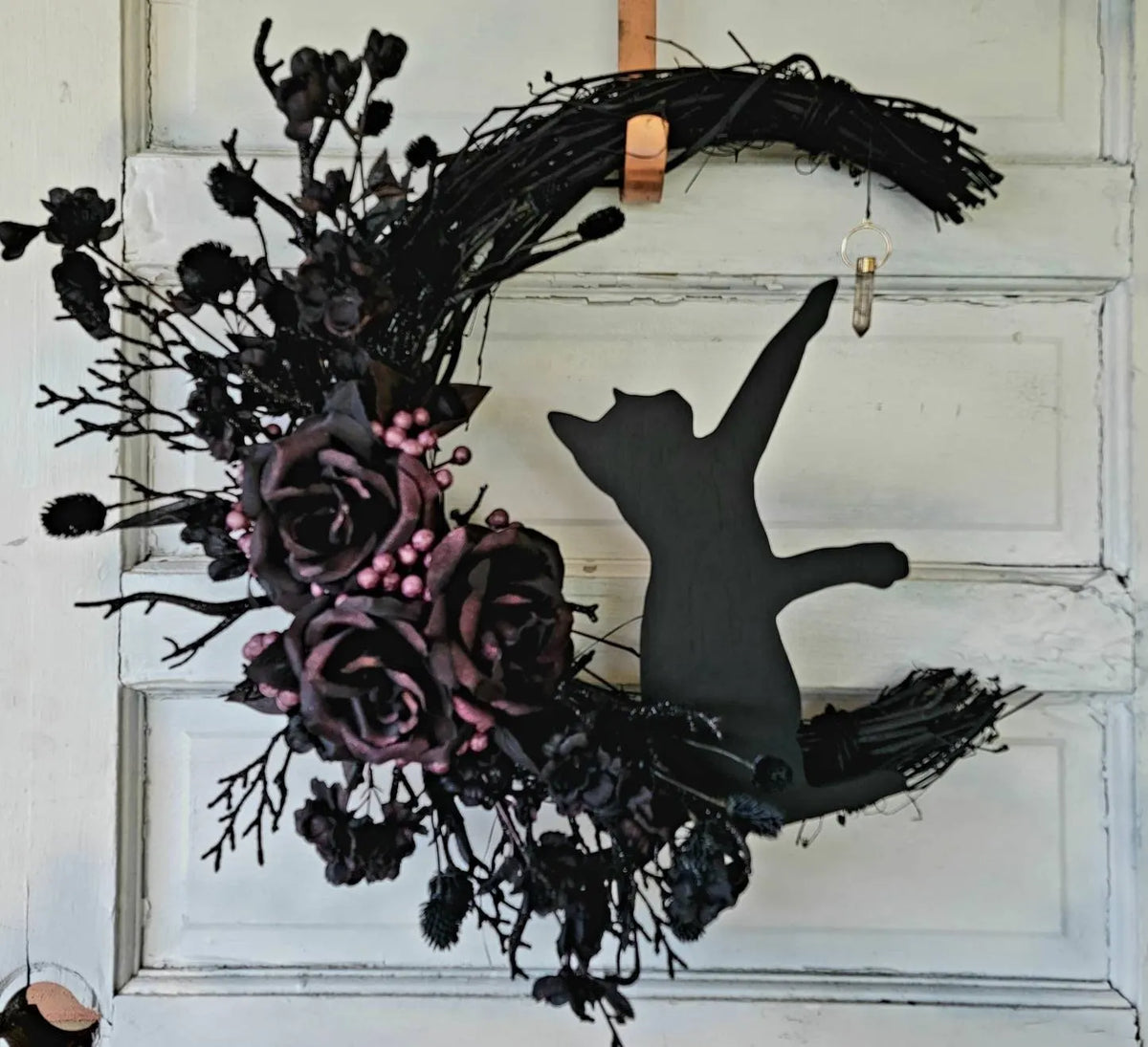WITCHY CELESTIAL DOOR/ART HALLOWEEN LUNAR DECOR KITTY LOVERS GIFT- 🔥 BUY 2 FREE SHIPPING!