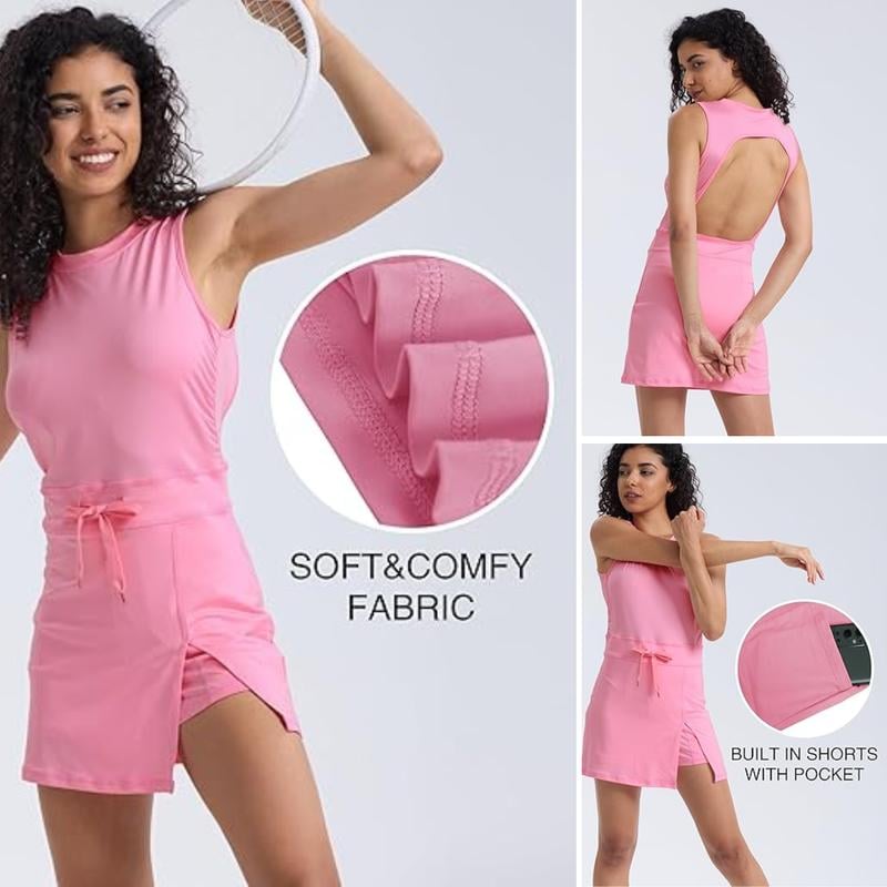 Casual Lace-Up Split Romper Dress with Built-In Shorts