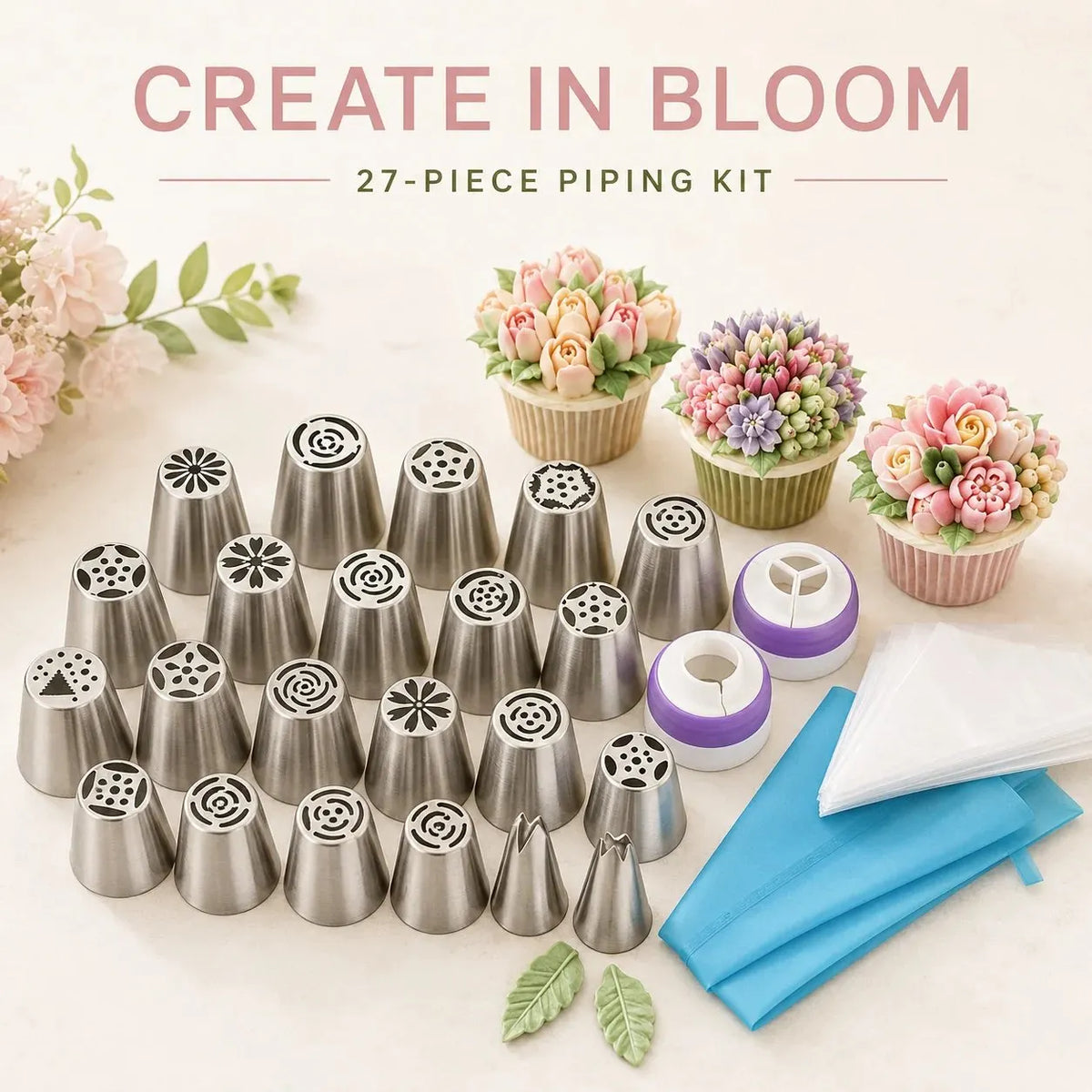🎉🧁 27-Piece Piping Kit – Create in Bloom