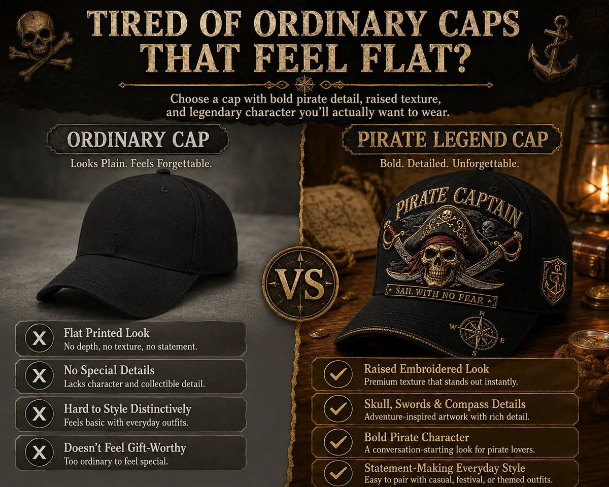 🏴‍☠️ Pirate Legend Embroidered Baseball Cap | Vintage Nautical Skull Adjustable Hat for Halloween, Travel & Everyday Wear