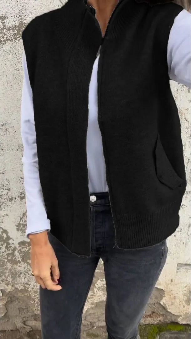 Women's Sweater Vest with Zipper and Pockets (Buy 2 Free Shipping)
