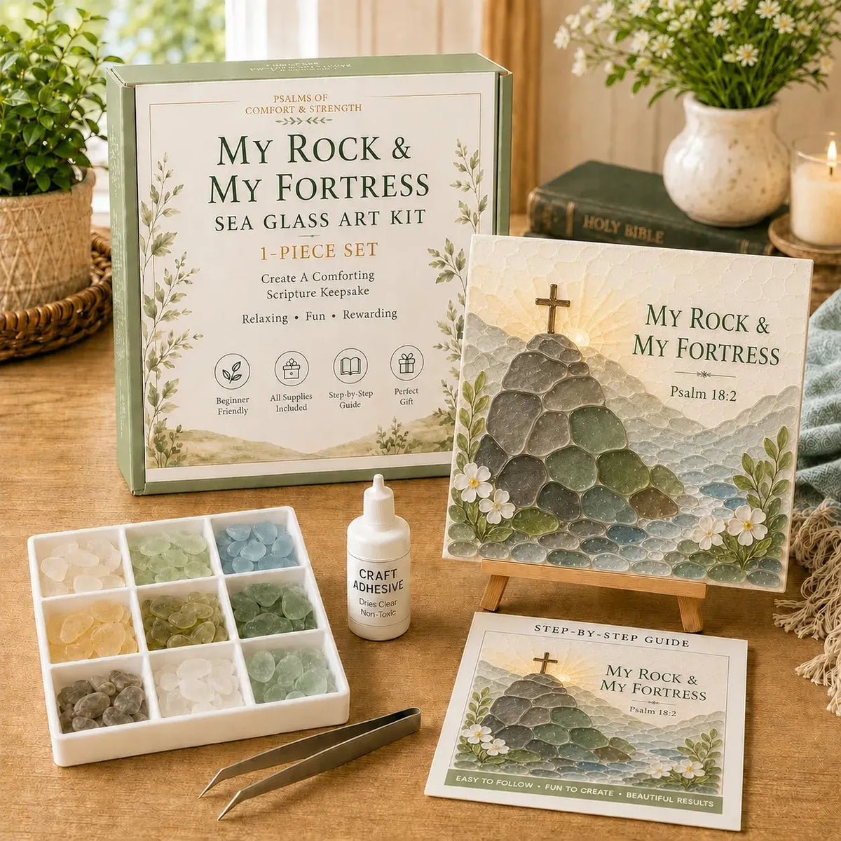 💥🏆 Psalms of Comfort & Strength Sea Glass Art Kit✝️