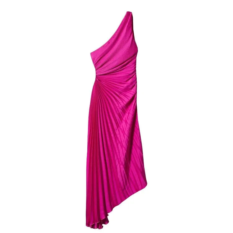 Cut-out Satin Pleated Maxi Dress
