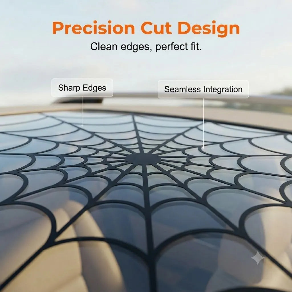🎉HOT SALE🔥🕸🦇 Halloween Sunroof Decal – Gothic Spiderweb & Bat Window Film