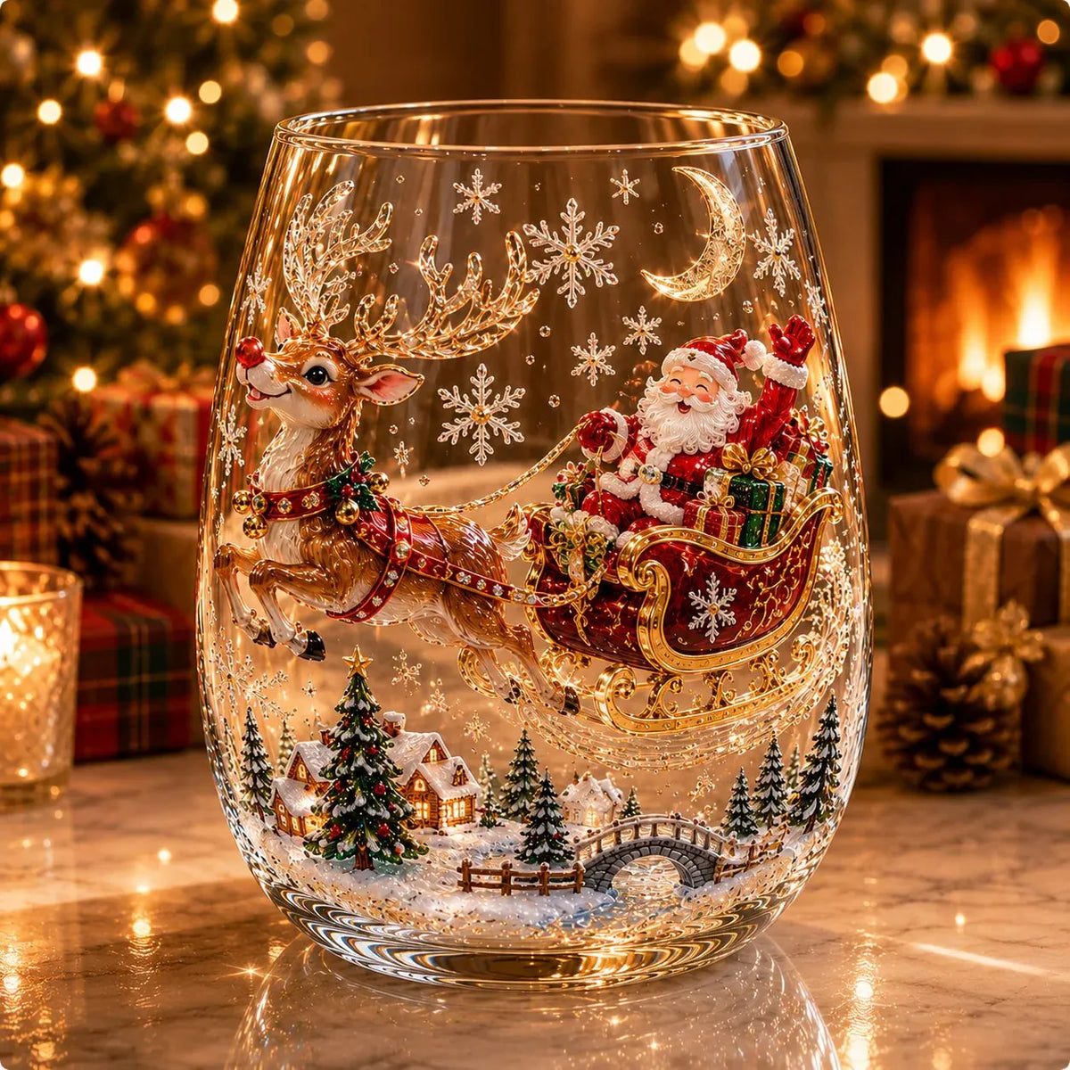 🔥HOT SALE🔥Magical Christmas 3D Glass Cup Collection – Santa, Reindeer, Snowman & Christmas Tree
