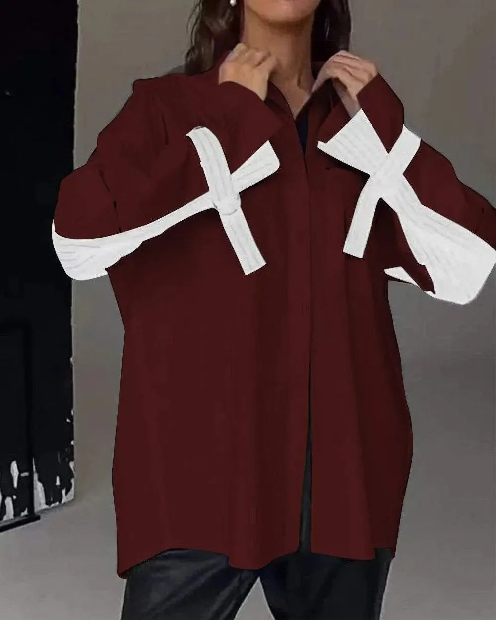 Women's Contrast Color Patchwork Shirt Top (Buy 2 Free Shipping)