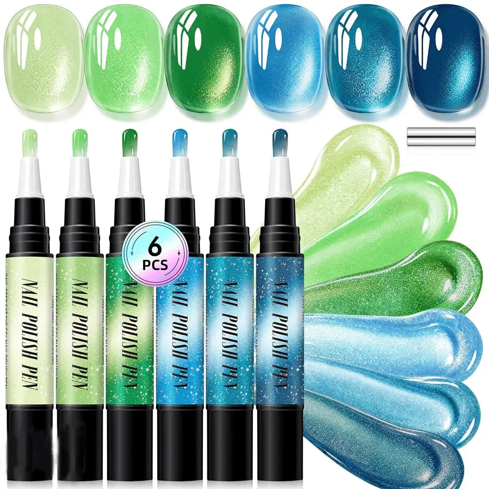 🎉💅 6PCS One-Step Gel Nail Art Pen Set – Salon Beauty at Home