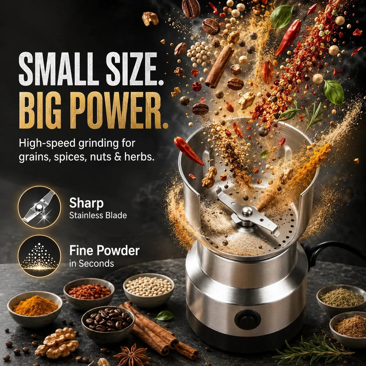 🔥HOT SALE🔥High-Speed Stainless Steel Grain Grinder
