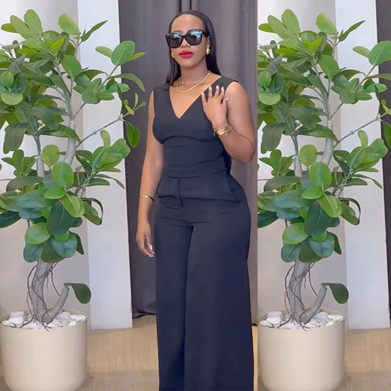Backless Bow Vest Top Wide Leg Pants Casual Suit
