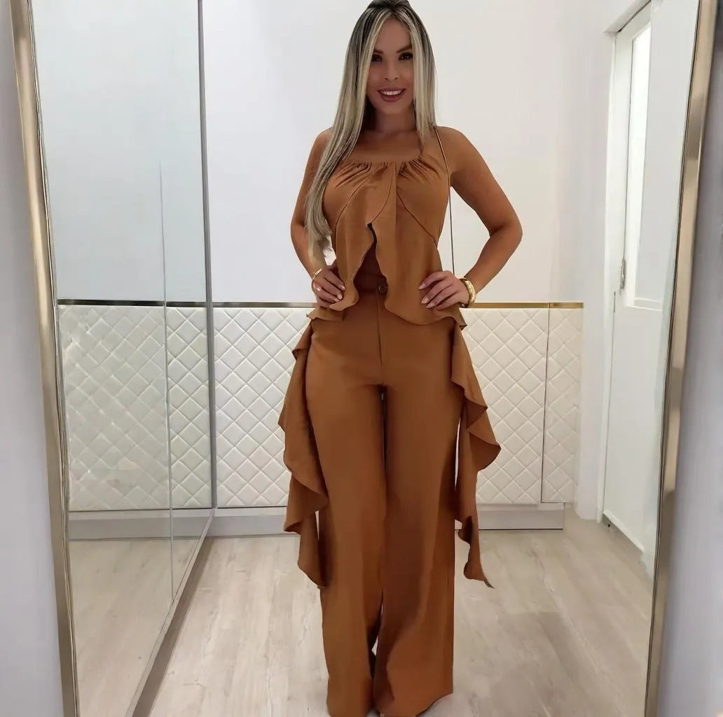 🦋Women's Backless Top & Loose Wide Leg Pants Set(FREE SHIPPING)