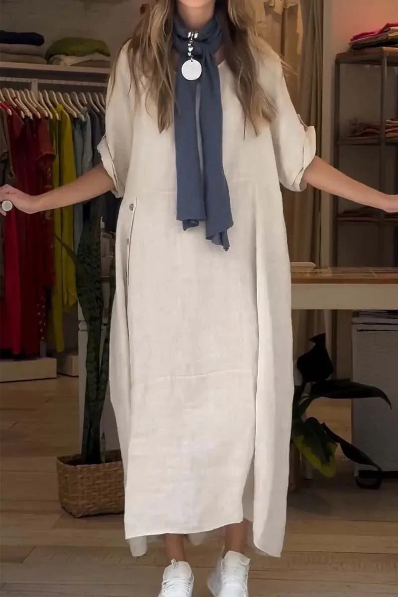 Cotton and linen loose long dress