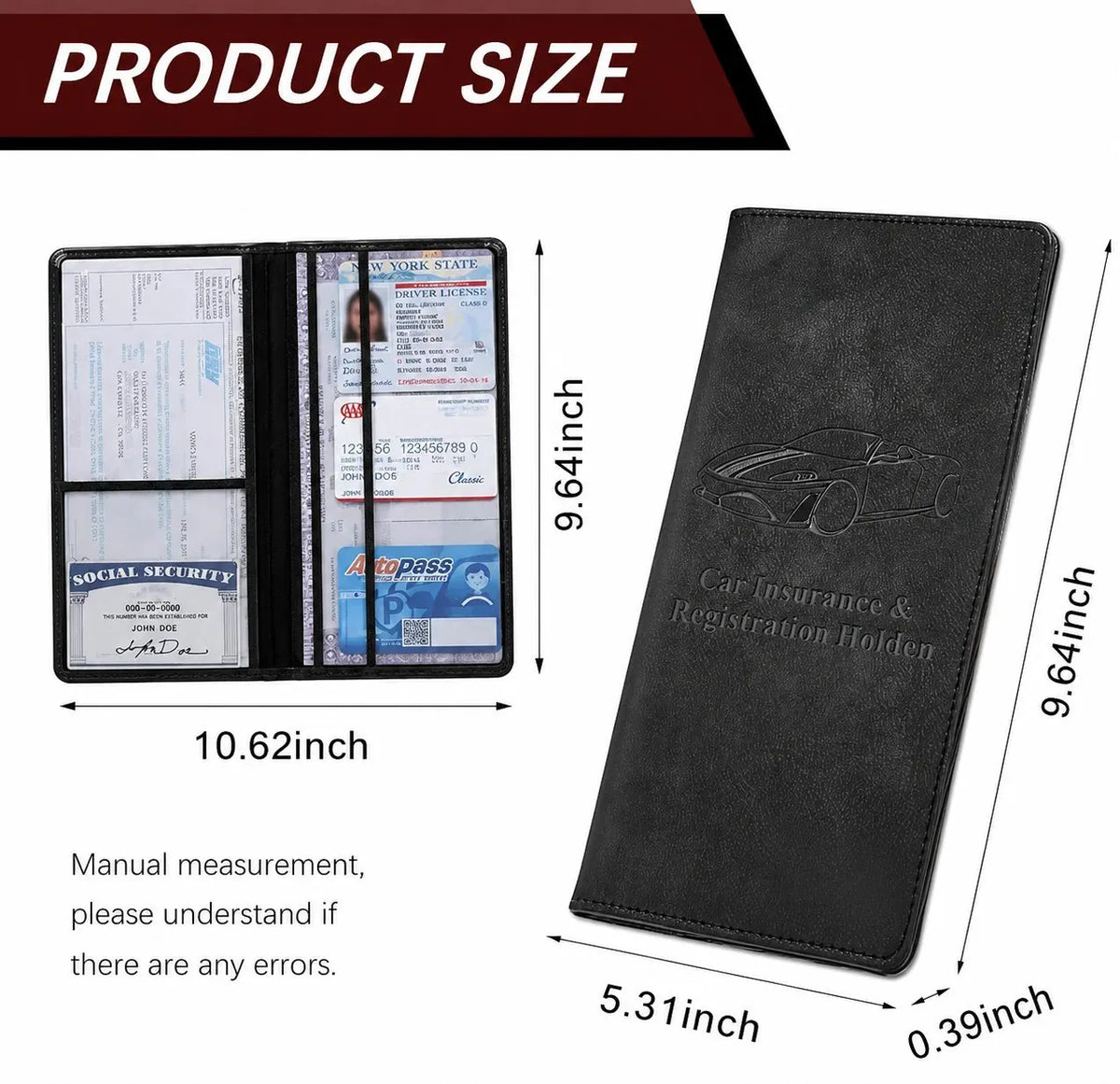 🎉 Car Registration & Insurance Document Holder | Premium PU Leather Organizer