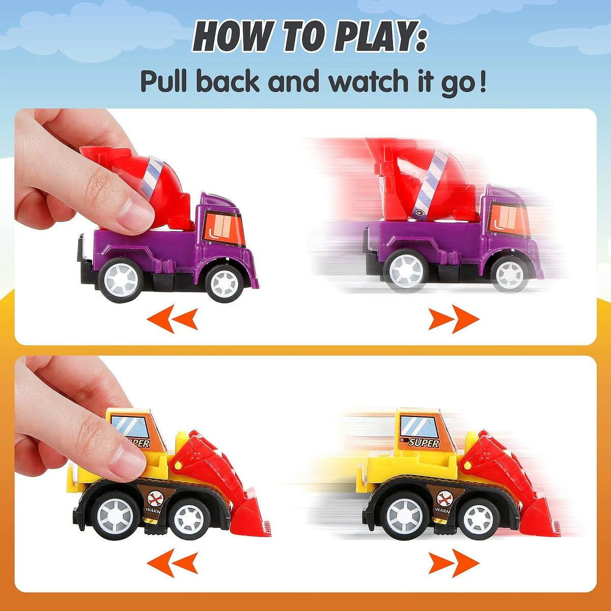 BUY 2 FREE SHIPPING -Easter Eggs Filled With Pull-Back Construction Vehicles, Cute Animals, Dinosaurs, Jewelry pieces and Bunnies
