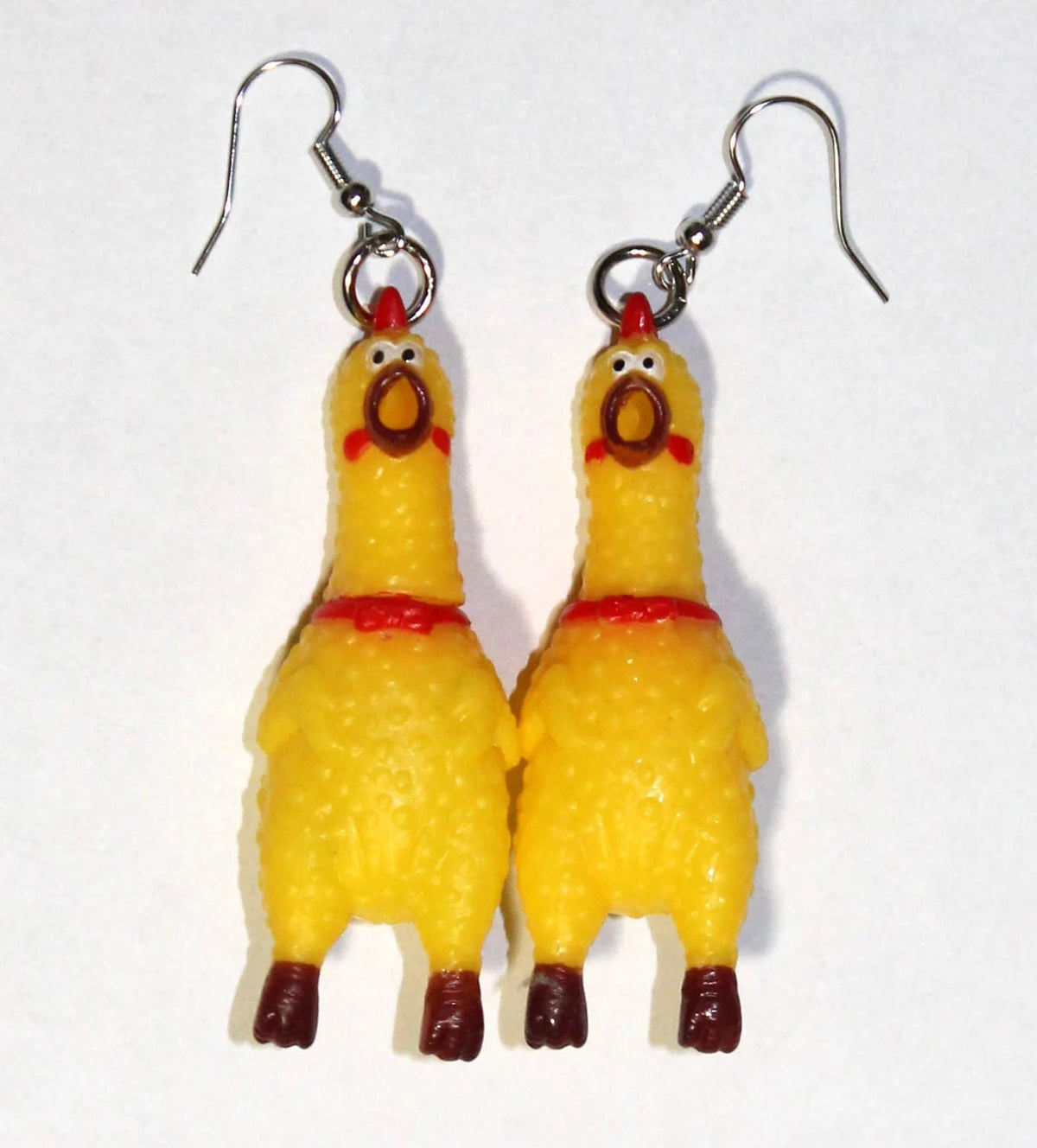 2pc Squawking Rubber Chicken Earrings