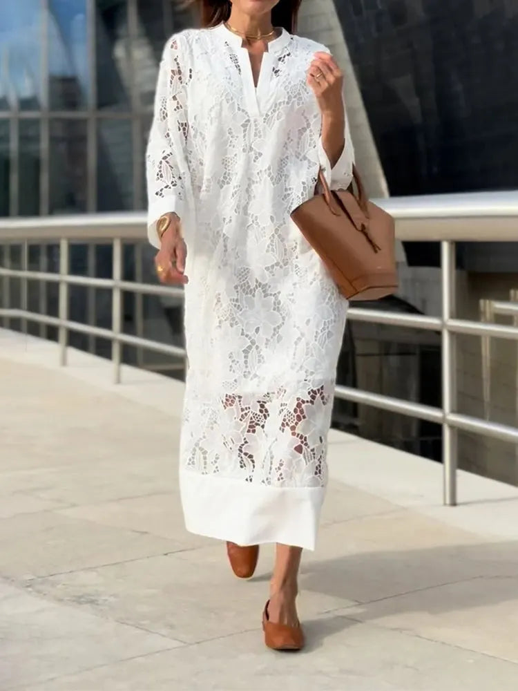 Women's Elegant Lace V Neck Dress