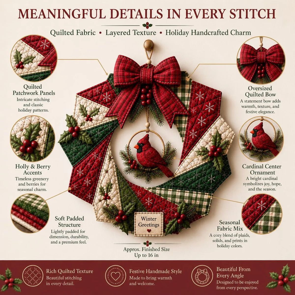 🔥LAST DAY 50% OFF - 🎄Christmas Fabric Wreath DIY Kit – A Keepsake You’ll Hang with Pride Year After Year💫