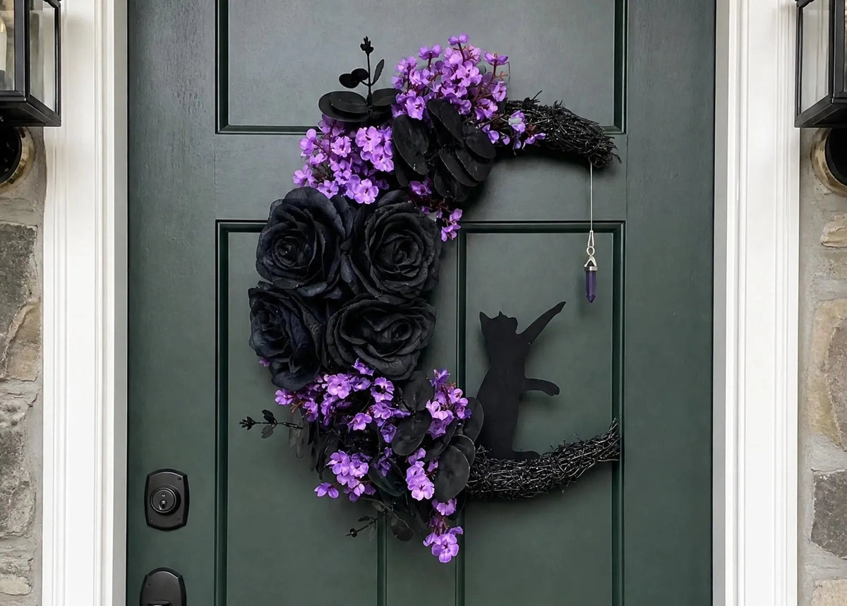 🎉49% OFF - 🐈‍⬛🌙Handmade Halloween Cat Wreath(📦Buy 2 Free Shipping)