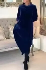 New slimming long dress with round neck