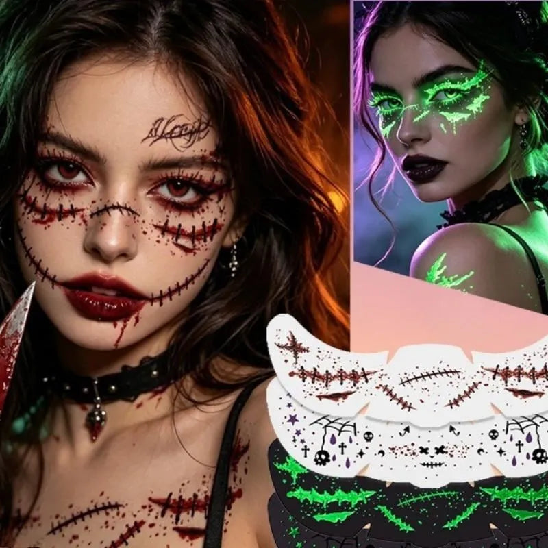 🔥 HOT SALE 🔥Glow in the Dark Halloween Glitter Freckles Temporary Tattoo Set