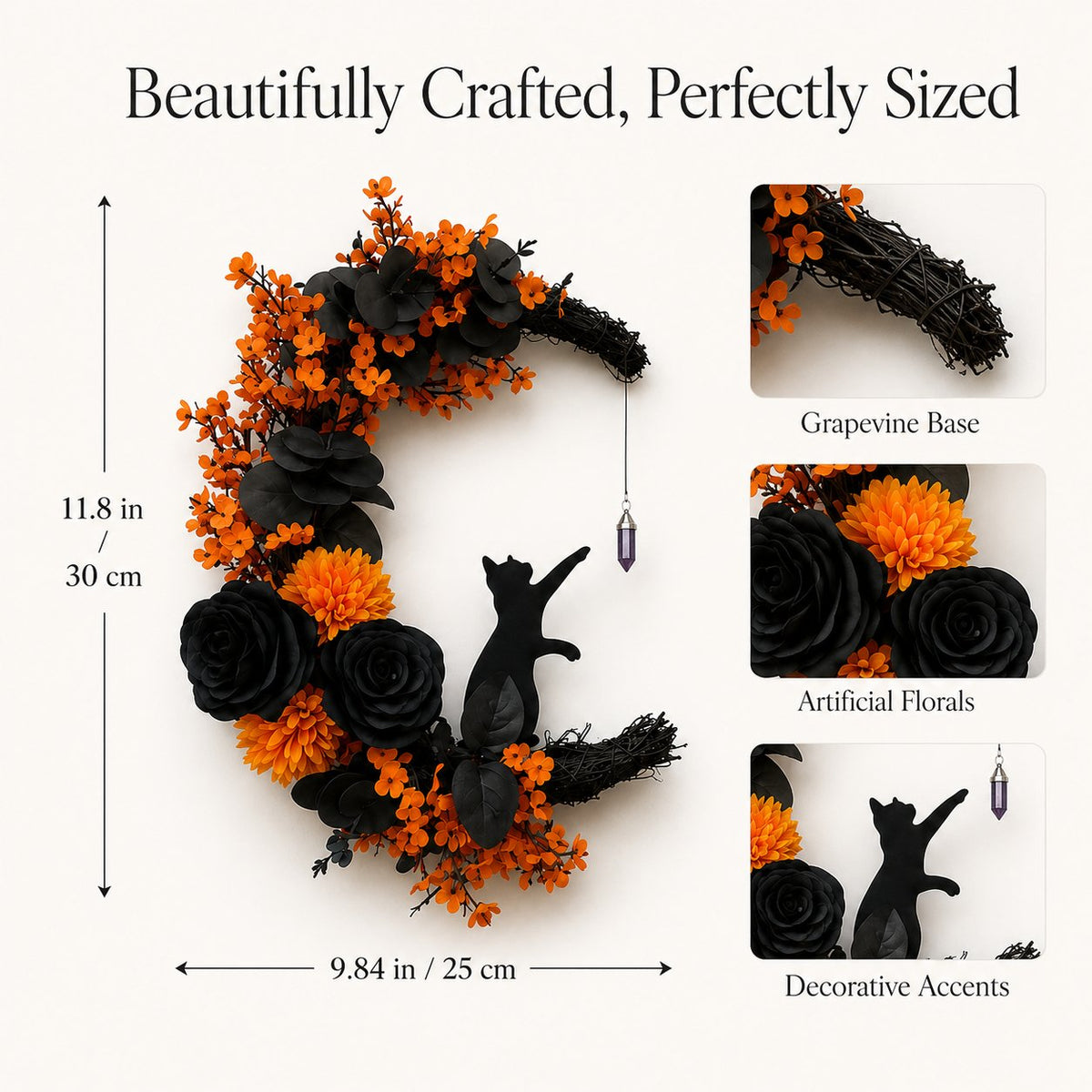 🎉49% OFF - 🐈‍⬛🌙Handmade Halloween Cat Wreath(📦Buy 2 Free Shipping)
