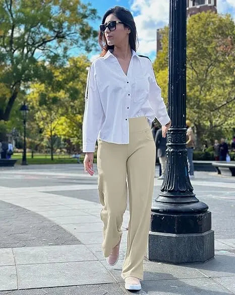 Woman's Stretch Wide Leg Pants Yoga Pants with Pockets