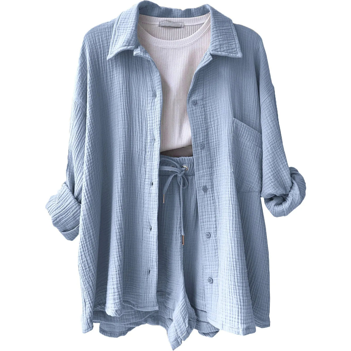 LONG SLEEVE SHIRT SHORT SET