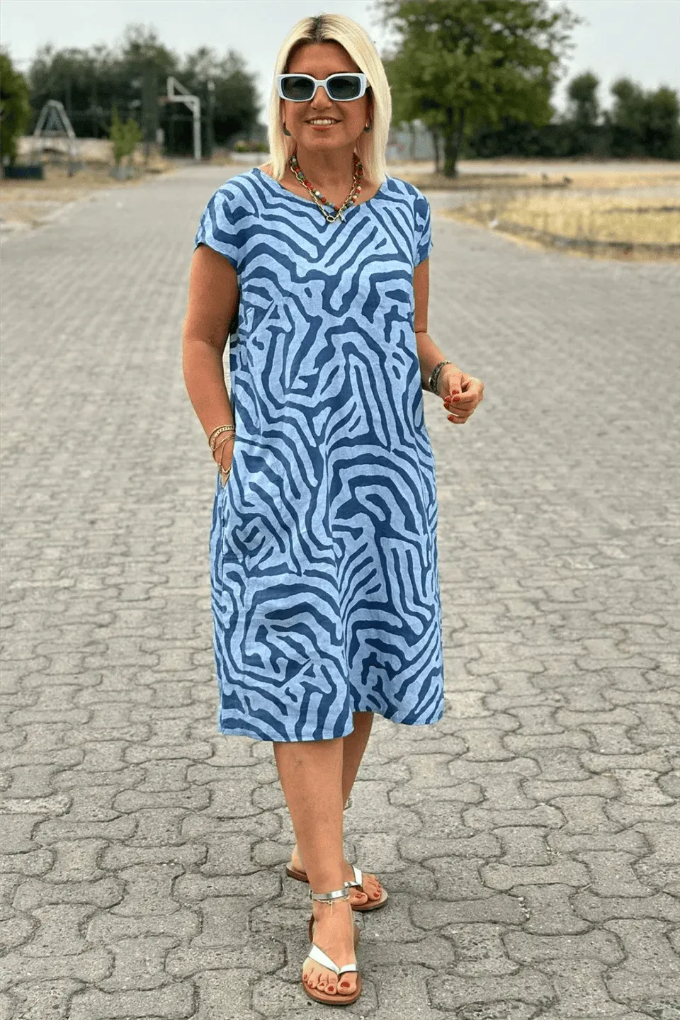 Zebra Flow Dress: Unleash Wild Boho Elegance with Effortless Style
