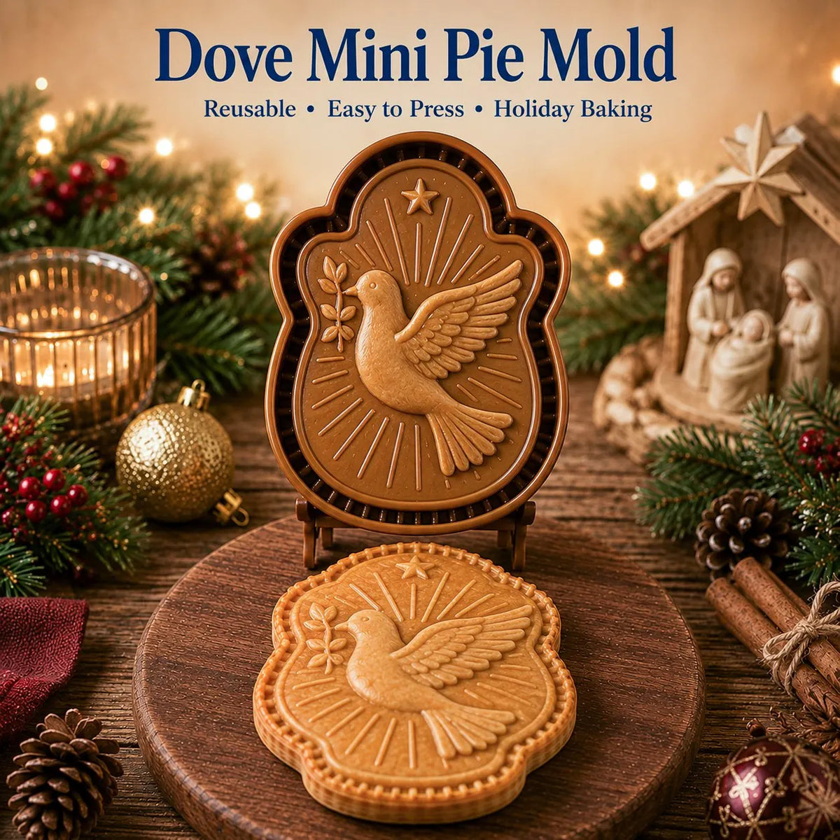 🔥Last Day 50% OFF - ✝️🥧 Faith & Nativity Christmas Mini Pie Mold Collection