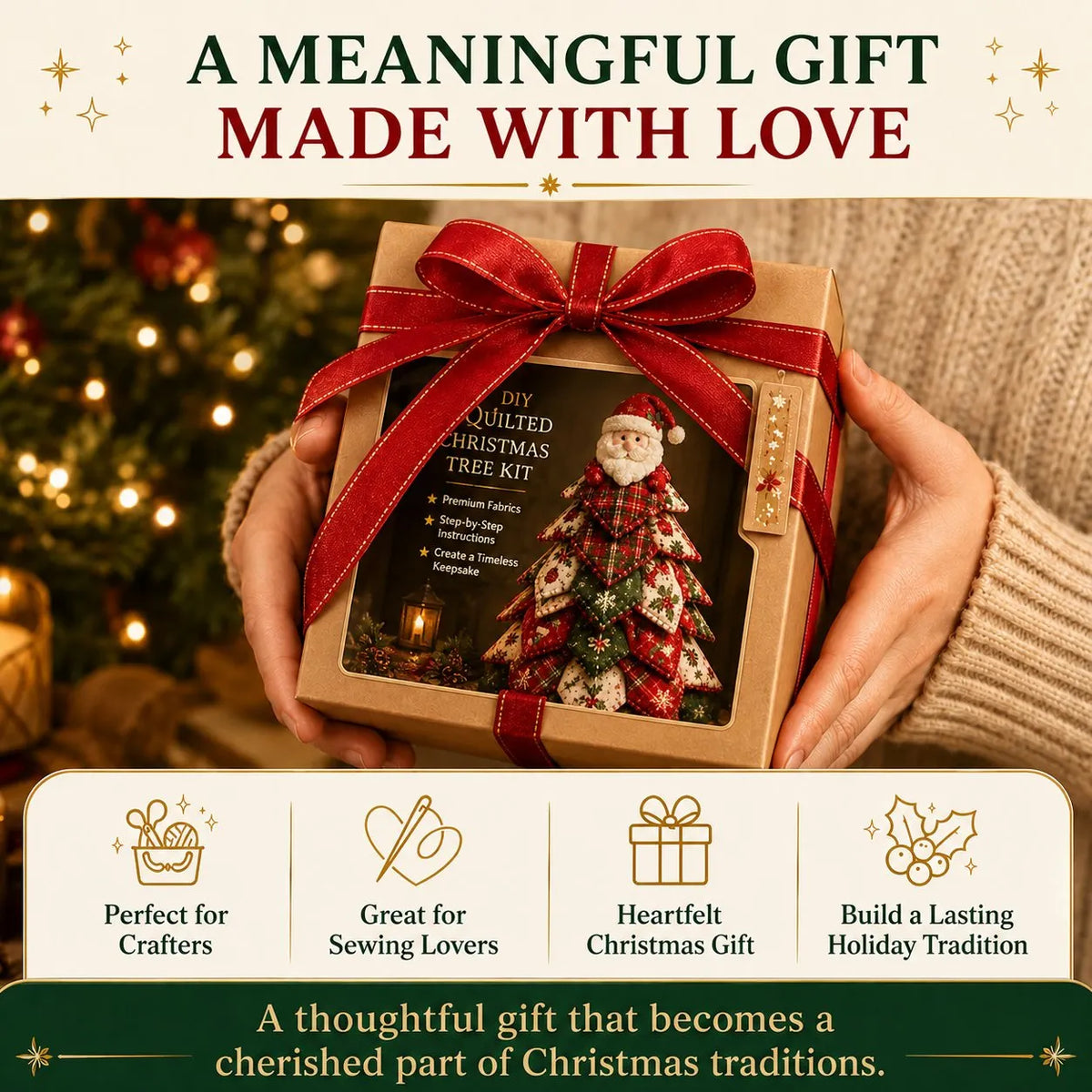 🔥 HOT SALE 🔥🔥LAST DAY 49% OFF - 🎄🧵DIY Quilted Christmas Tree Kit – Handmade Fabric Holiday Tabletop Tree Decor