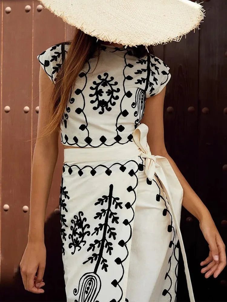 Printed Top and Skirt Set