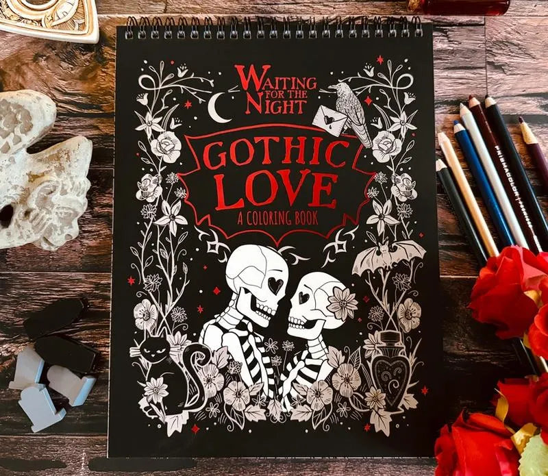 🔥Last Day 49% OFF -🖤 Waiting for the Night Gothic Love Coloring Book 📓