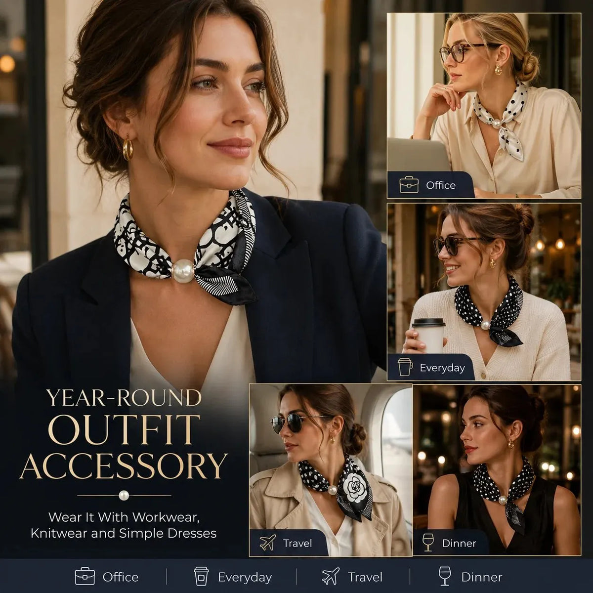 🔥HOT SALE🔥🧣 Effortless Glamour: Pop-On Pearl Necklace Scarf ✨
